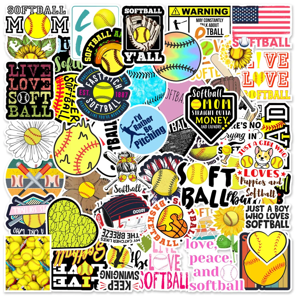 10/30/50pcs Softball Sports Athletic Competition Graffiti Stickers Car Mobile Scrapbook Laptop Phone Diy Water Cup Decal Sticker