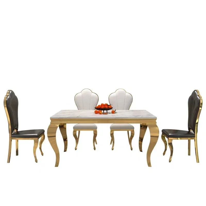 Luxury design Metal frame Marbale Dining table set for dining room furniture