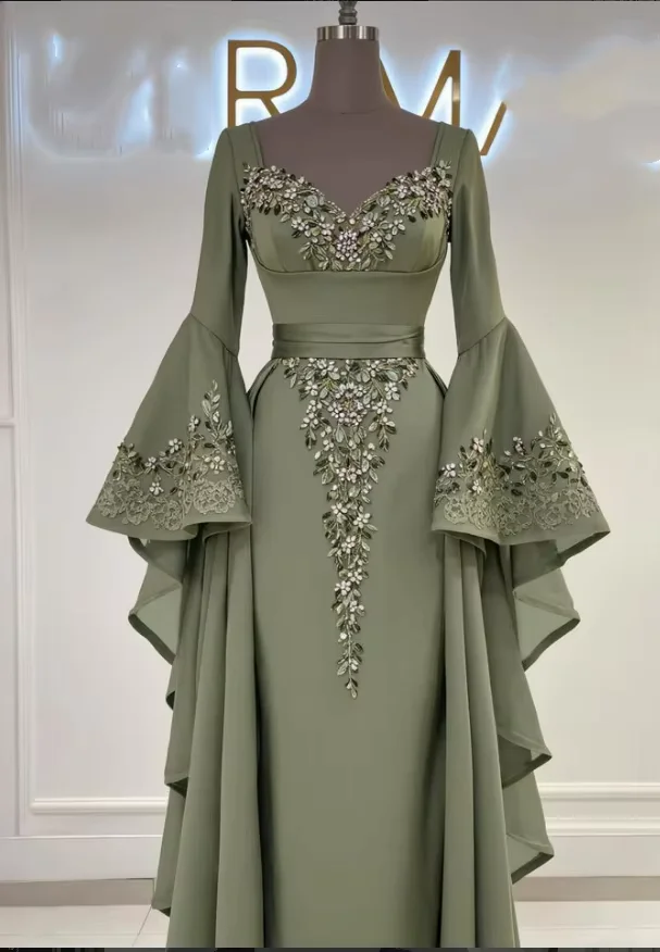 Moroccan Kaftan Caftan Muslim Evening Dresses Long Sleeves Appliques Beaded Dubai Saudi Arabic Abaya Islamic Gown Customized