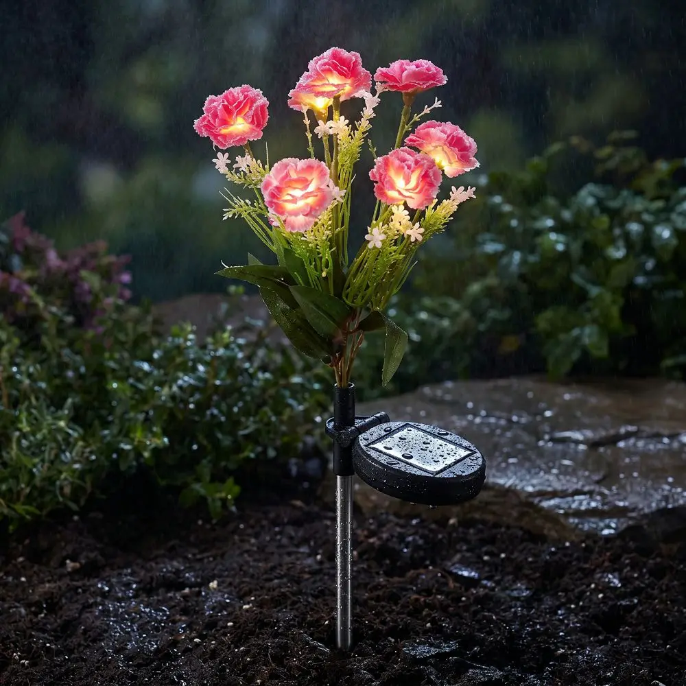 

7 Heads Outdoor Yard Lights Simulation Flower Colorful LED Simulation Flower Lights Solar Powered Waterproof Solar LED Lights