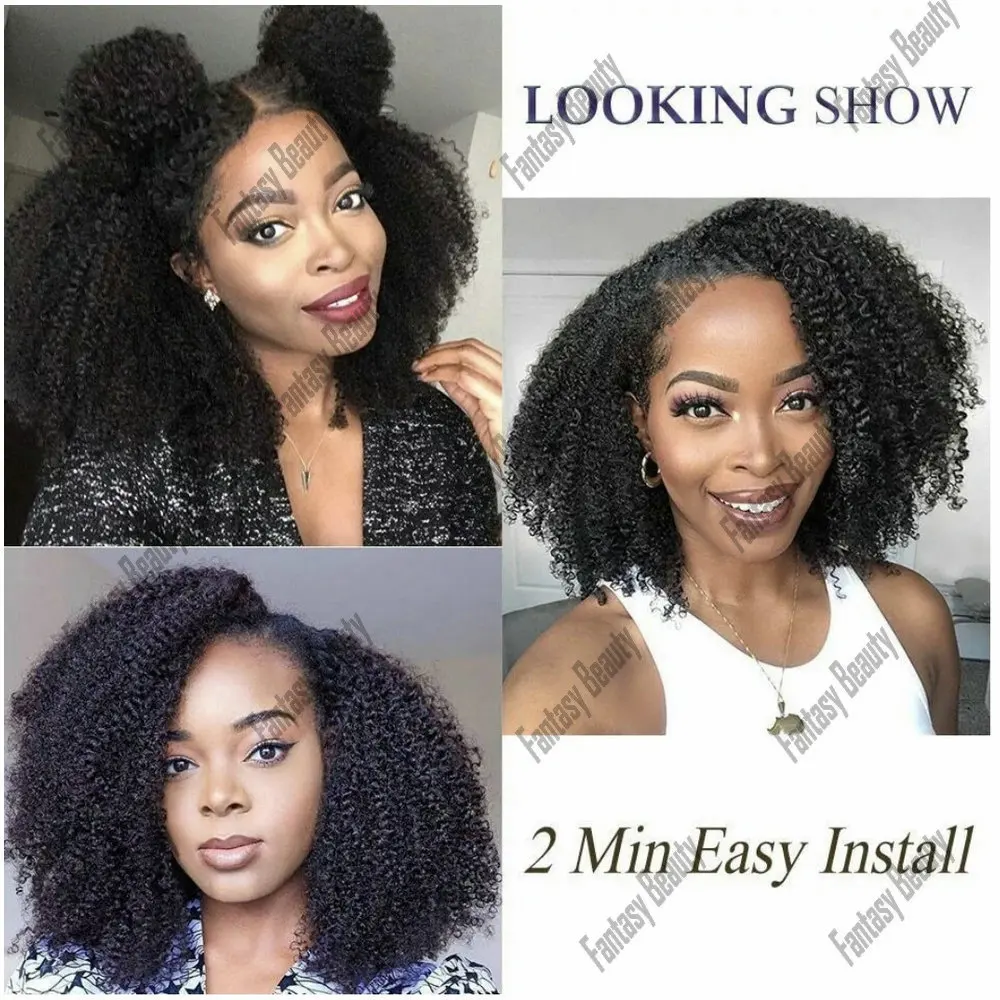 250 Density Afro Kinky Curly U Part Wig India Remy Human Hair Side Part1*4 U Part Wig Glueless Full Machine Made for Black Women