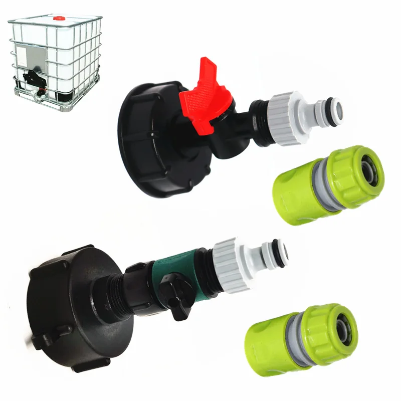 6 Points to 3/4 Inch IBC Ton Bucket Connector Switch Fitting, 62 Fine Thread Joint for Garden Water Hose Adapter