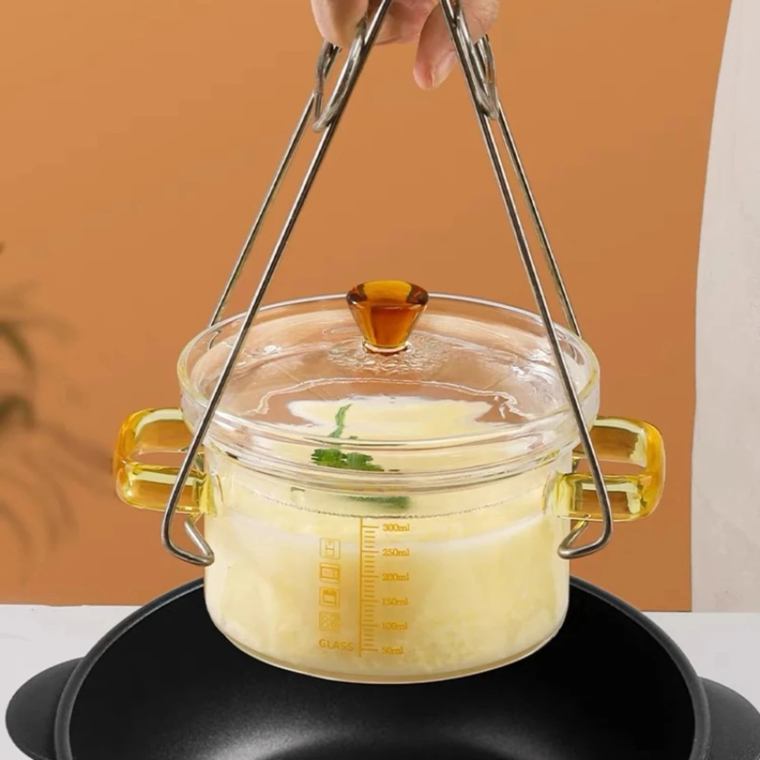 Kawaii Binaural Transparent Glass Pan Soup Bowl for Cooking Noodle and Stockpot Stew Pots - Cute Kitchen Accessories