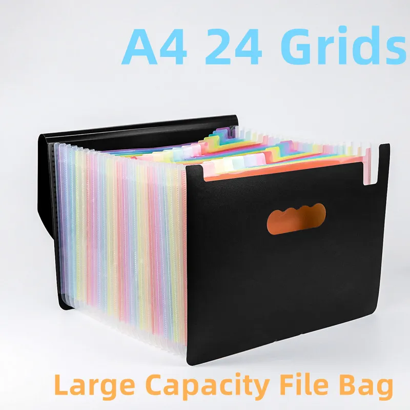 A4 24 Grids Student Office Folder With Lid Multi-Layer Storage Bag  Desk Organizer