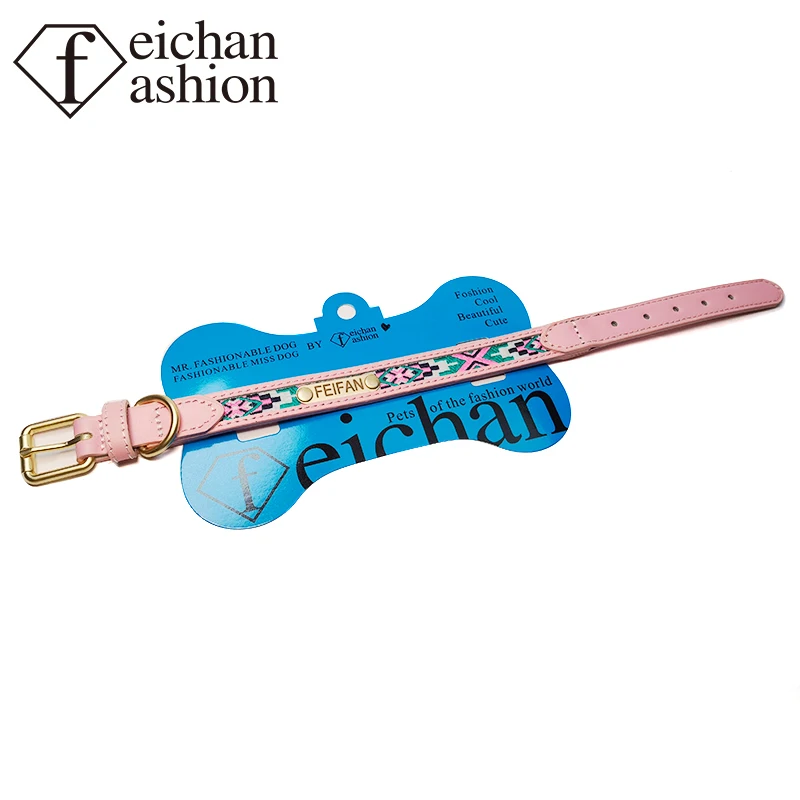 Genuine leather, ethnic style, embroidered and customizable pet fashion collar pet fashion design