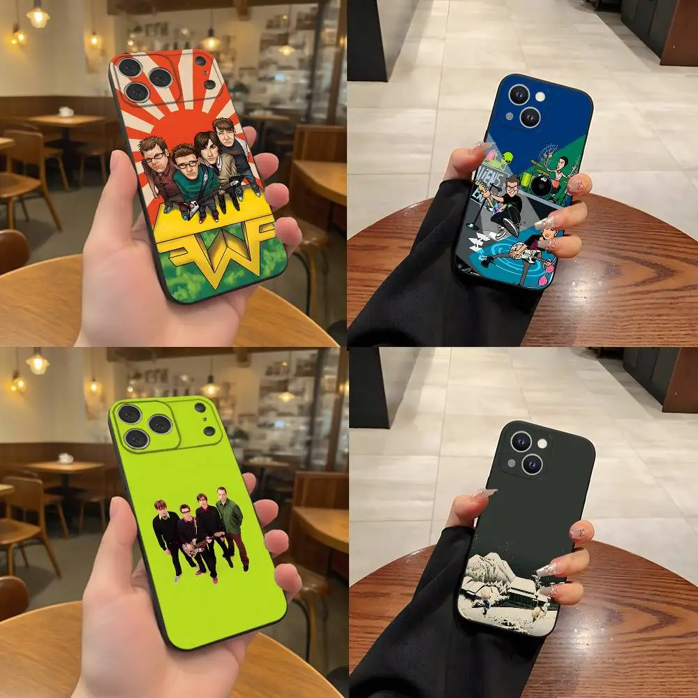 

W-Weezer Band Phone Case For iPhone 17,16,15,14,13,12,11,Pro,Max,Plus Black Soft Cover