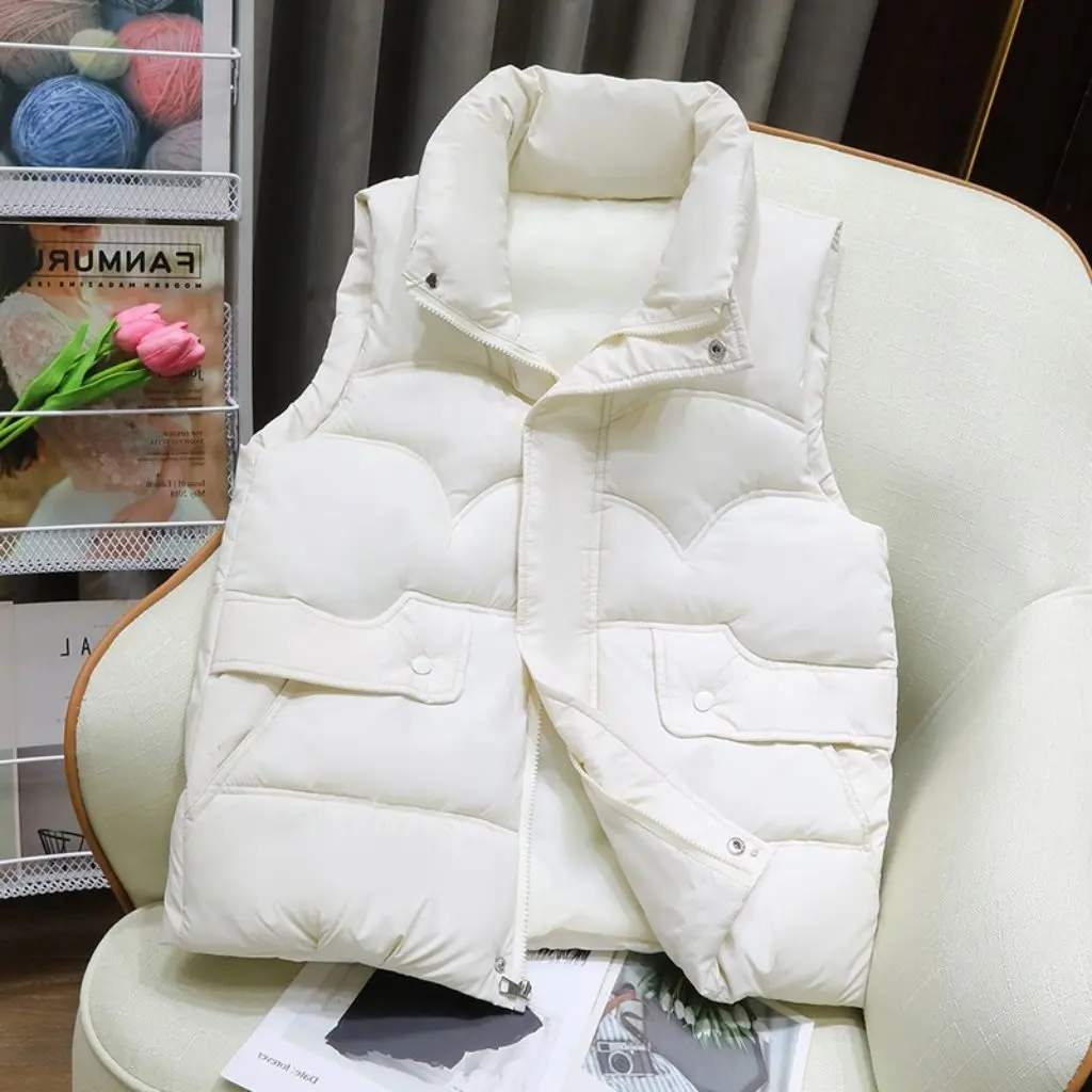 

Fashion Autumn Winter Women's down Cotton Vest Western Style Short Jacket Loose Korean Thickened Waistcoat