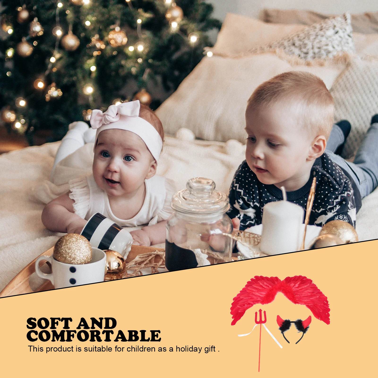 1Set Devil Costume Halloween Party Dress Children Cosplay Suit Durable Lightweight Devil Costume Kids Role-Play Suit