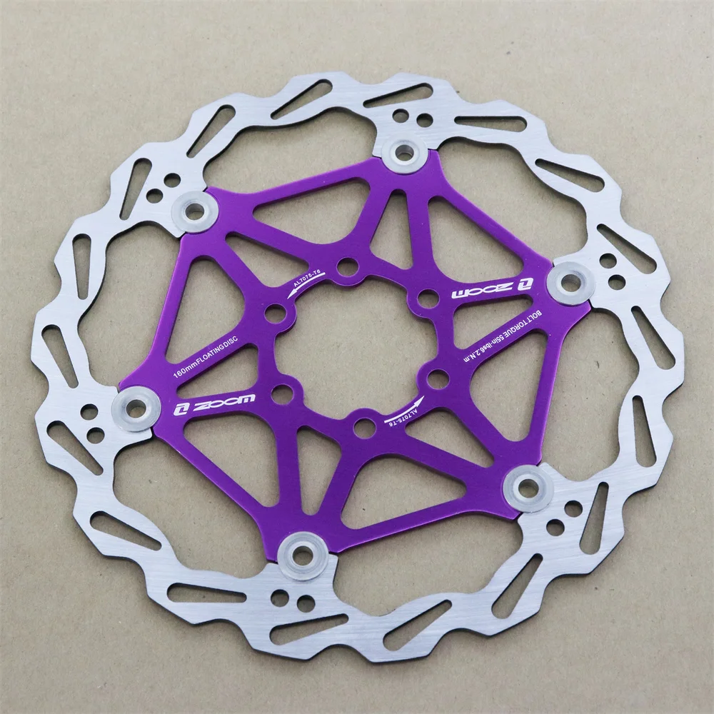 ZOOM Mountain bike 160 180 203mm disc brake rotor floating thickening anodized quick cooling ultra-light disc