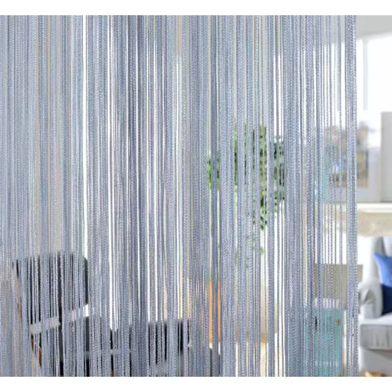 

100x200cm Striped Solid Curtain White/Gray Classic, Blackout Hem, Room Divider Door Decor