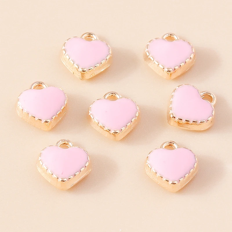 30 Stück 7 x 8 mm niedliche Mini-Emaille-Liebes-Herz-Charms-Anhänger für Schmuckherstellung, Tropfen-Ohrringe, Halsketten, Armbänder, DIY-Bastelbedarf – Detail 6