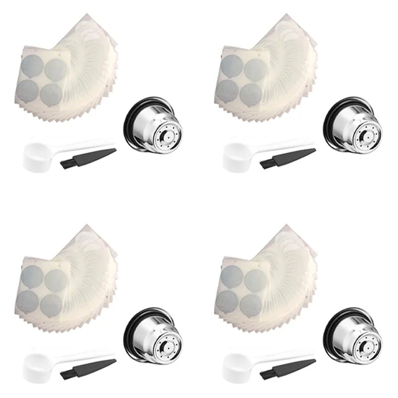 

A23R-4 упаковки многоразовых капсул Nespresso с крышками из фольги 400 — многоразовые капсулы для кофе из нержавеющей стали для машин Nespresso