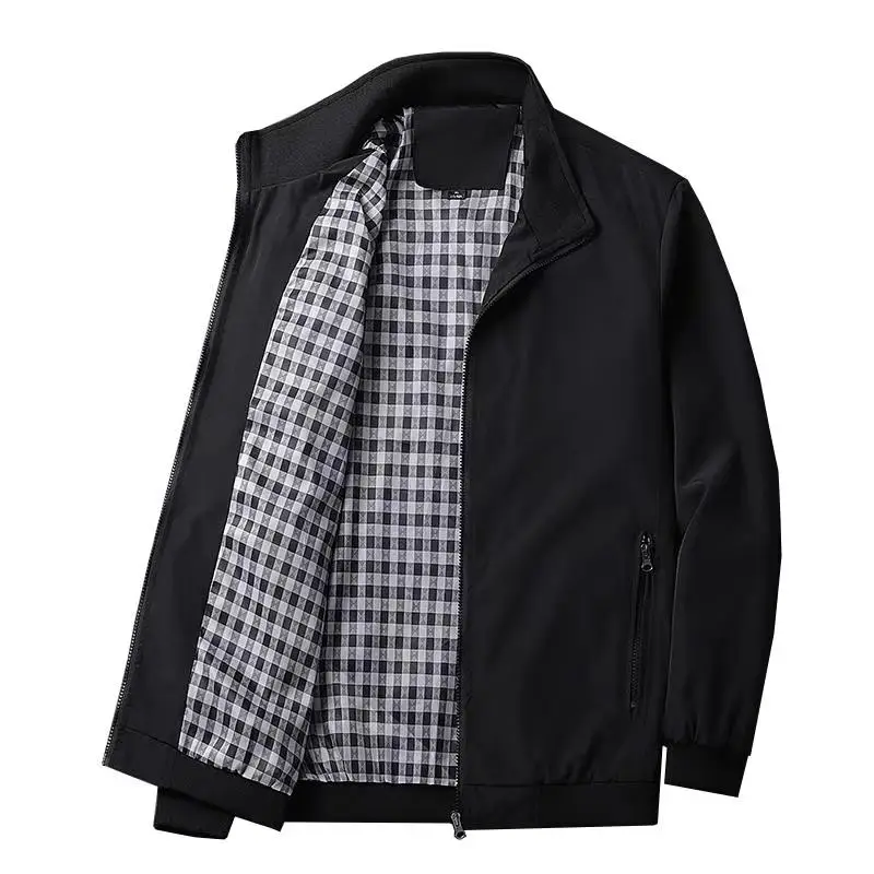 

Spring and Autumn Thin New Large Jacket Sports Windbreaker Outdoor Trendy Business Casual Stand Up Collar Baseball Jacket Men's