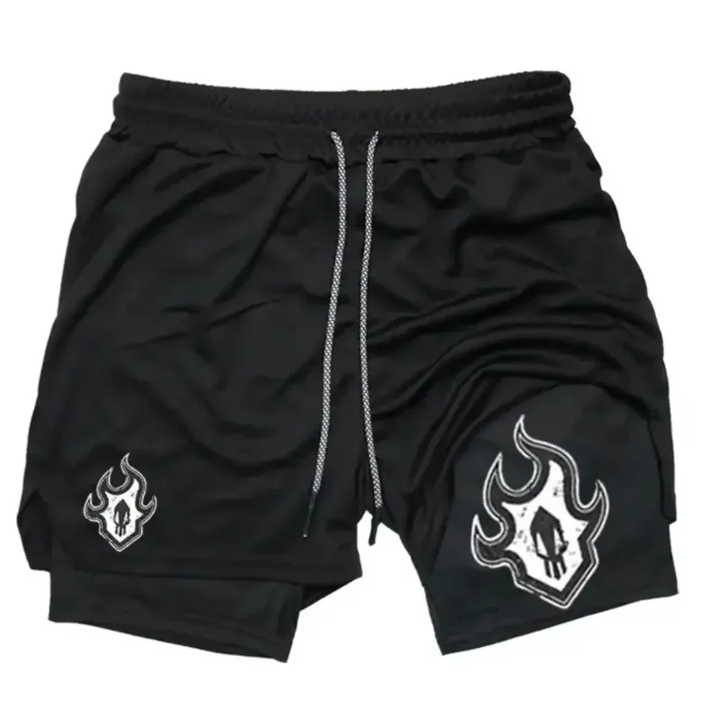 Nuovi Pantaloncini Estivi a Doppio Strato per Adulti, Asciugatura Rapida, Moda Fitness, Casual, con Passante per Asciugamano, Stile Hip-hop, Pantaloncini Atletici a Compressione