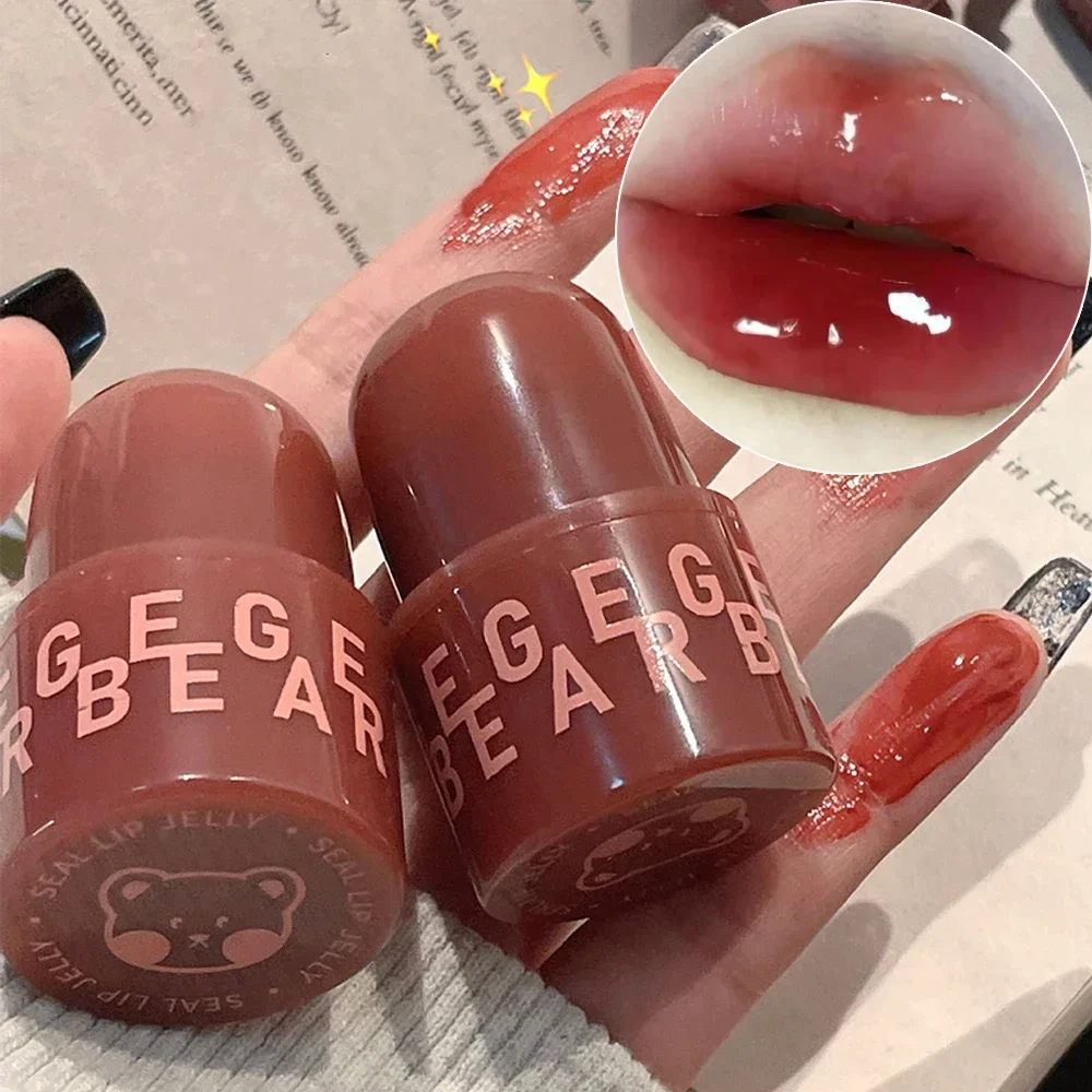 Bear Seal Mirror Lipstick Lasting Moisturizing Non-Stick Cup Clear Lip Glaze Waterproof Jelly Transparent Korea Makeup Cosmetics