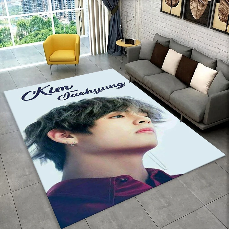 

Ковер K-pop BTS V (Ким Тэ Хён) для игровой комнаты, спальни, гостиной, дивана, домашнего декора, детский коврик, нескользящий напольный коврик, подарок
