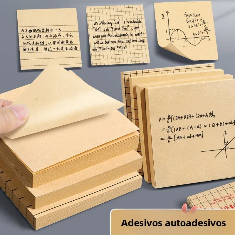 tearable-self-adhesive-kraft-paper-notes-sticky-labels-office-supplies-student-grid-mistake-book-marking-stickers