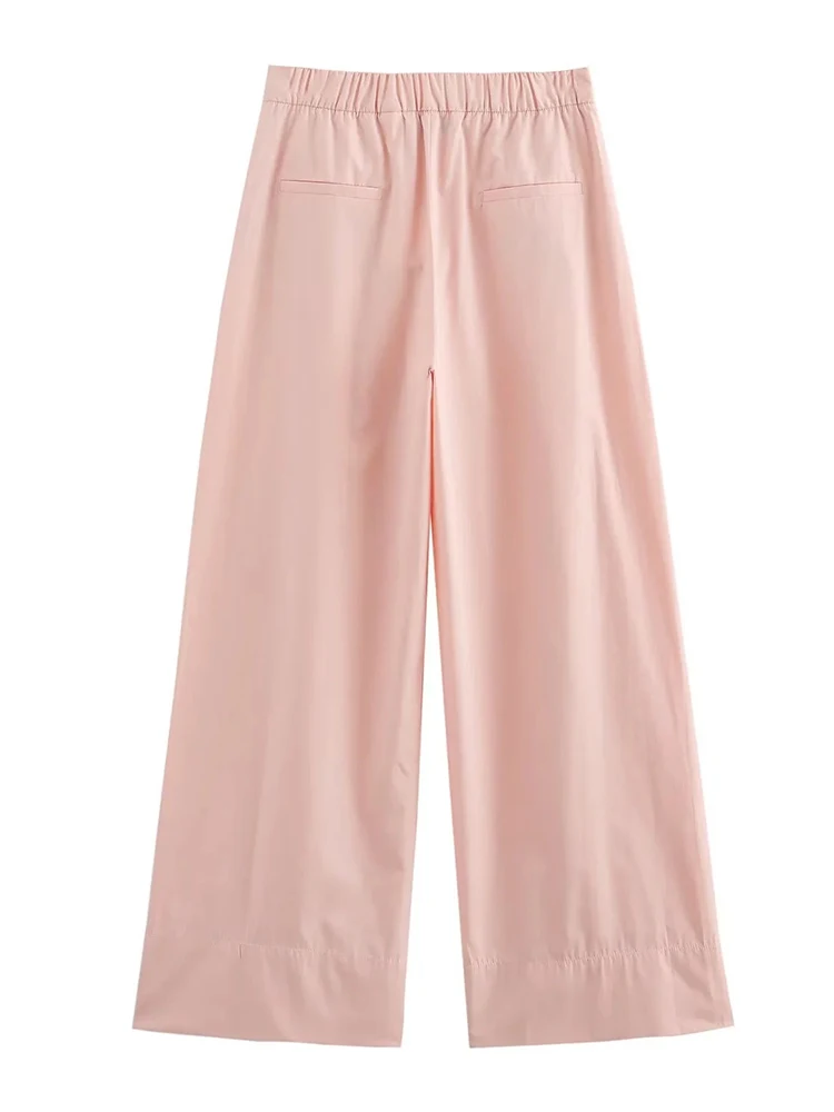 GALCAUR-Conjunto de dos piezas para mujer, Tops de retazos sin mangas con cuello en V, pantalones de bolsillo empalmados sueltos de cintura alta, color rosa, Verano