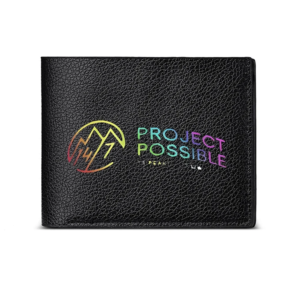 Project Possible Mountain Logo Men's Wallet Card Holder Casual Business Fashion Print Design