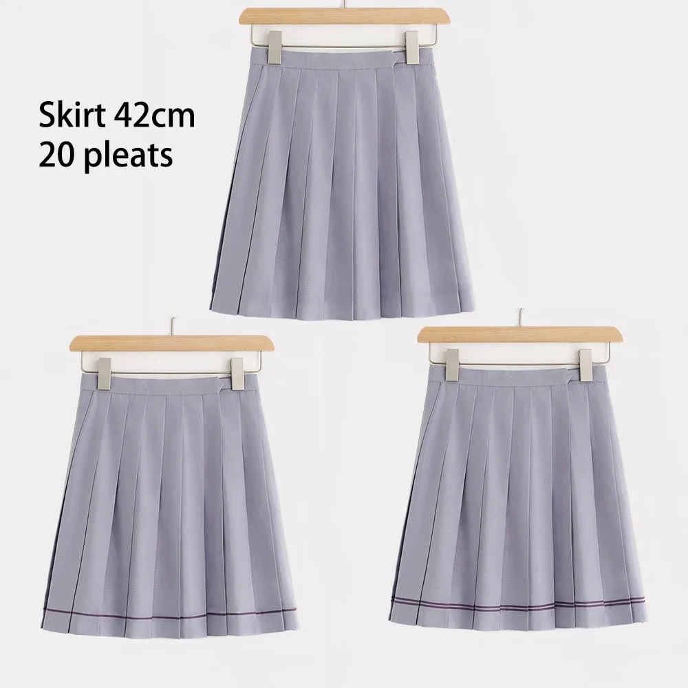 Gray Purple Three-Lines Basic JK Japanese High School Student Uniform Girl Suit Pleated Skirt Cartoon Sailor Fuku Costumes Women