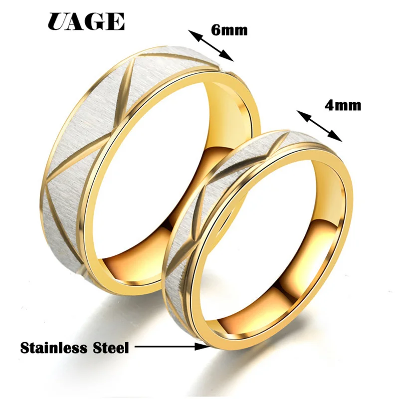 UAGE Simple Couple Titanium Steel Matte Wedding Rings women men\'s jewelry anniversary marriage Best Fashion Gift