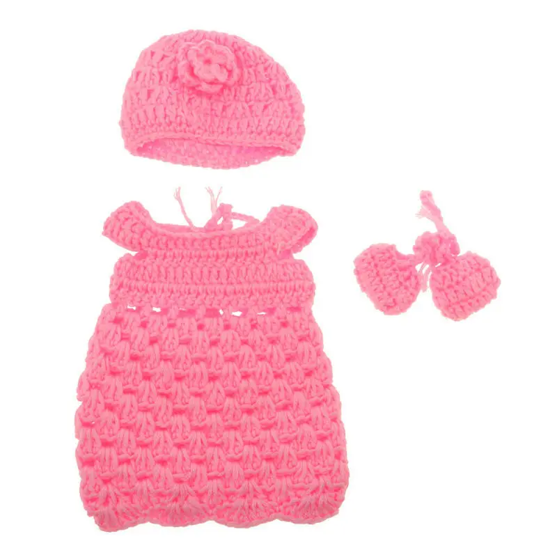 10inch -11inch Newborn Baby Doll Clothes Reborn Girl Knitted Dress Hat Socks American Girl Doll Clothes Baby Girl Clothes