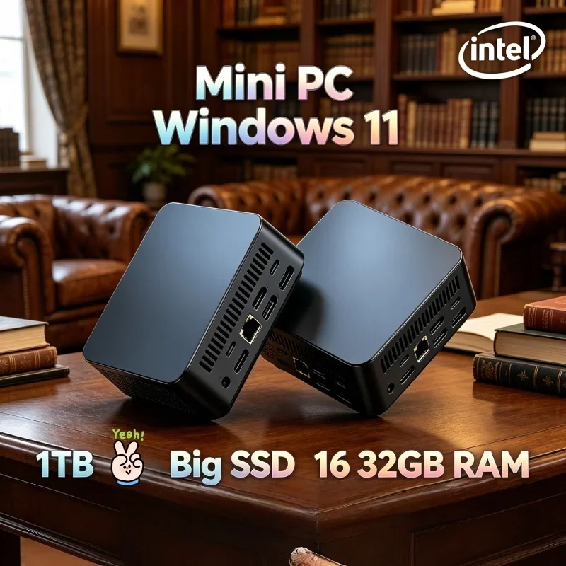 

Premium I3-6100 Desktop Mini PC Ultra Slim Portable Silent Operation Stable for Home Office