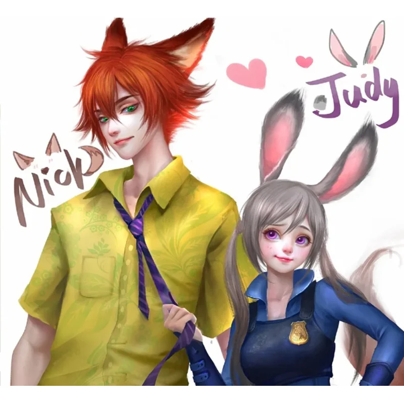 Anime Cosplay Crazy Animal City parrucca Cosplay Rabbit Judy Long Straight Mix grey Fox Nick Orange Red parrucche corte Costume Unisex