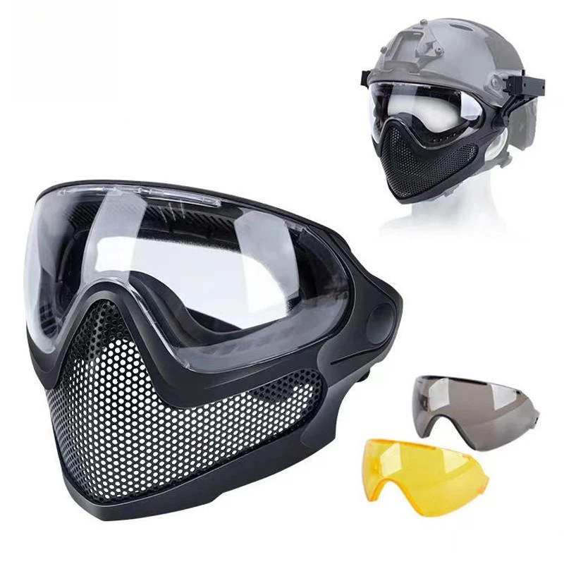 Dual-Mode Protective Face Mask, Upgraded Steel Mesh Construction with Camouflage Pattern for Outdoor