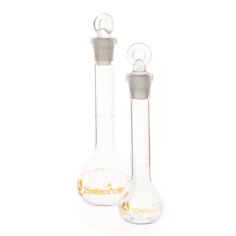 1Pc 10/25ml Laboratory Supply With Stopper Transparent Glass Volumetric Flask Glassware Lab Chemistry Supplies