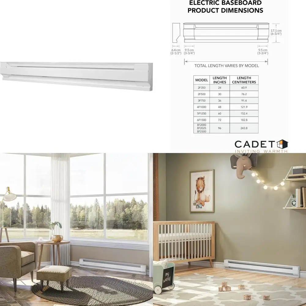 

Электрический плинтусный обогреватель 1500 Вт/1125 Вт 240 В/208 В 5120/3840 БТЕ Белый Энергоэффективное отопление для дома