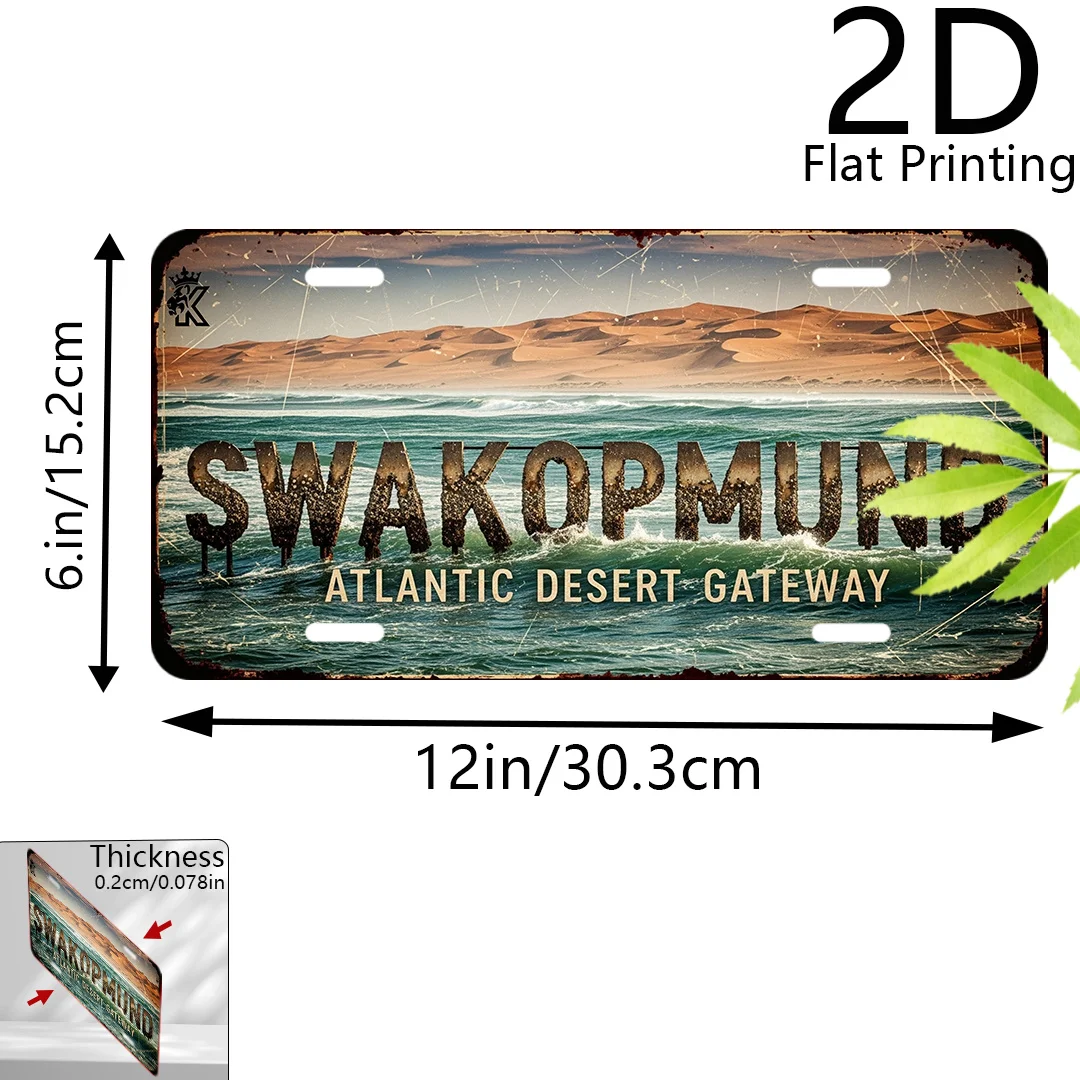 2D Flat - 1pc 2D Flat Printing Aluminum Decorative Plaque | Swakopmund Atlantic Desert Gateway, Retro Home Decor, Gifts For Trav