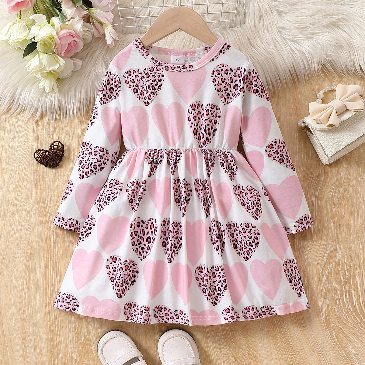 PatPat Valentine's Day Toddler Girl Heart-shaped Dress