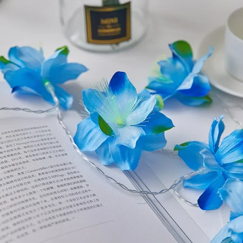 10/20LED Battery Powered Optical Fiber Flower String Lights Artificial Flower Party Garland Fairy Lights for Wedding Home Decor