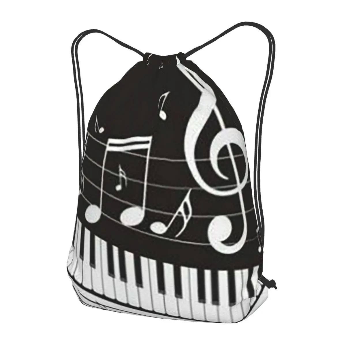 

Golden Musical Notes Piano Keyboard Backpacks Casual Drawstring Bags Sports Bag Book Bags for Man Woman School