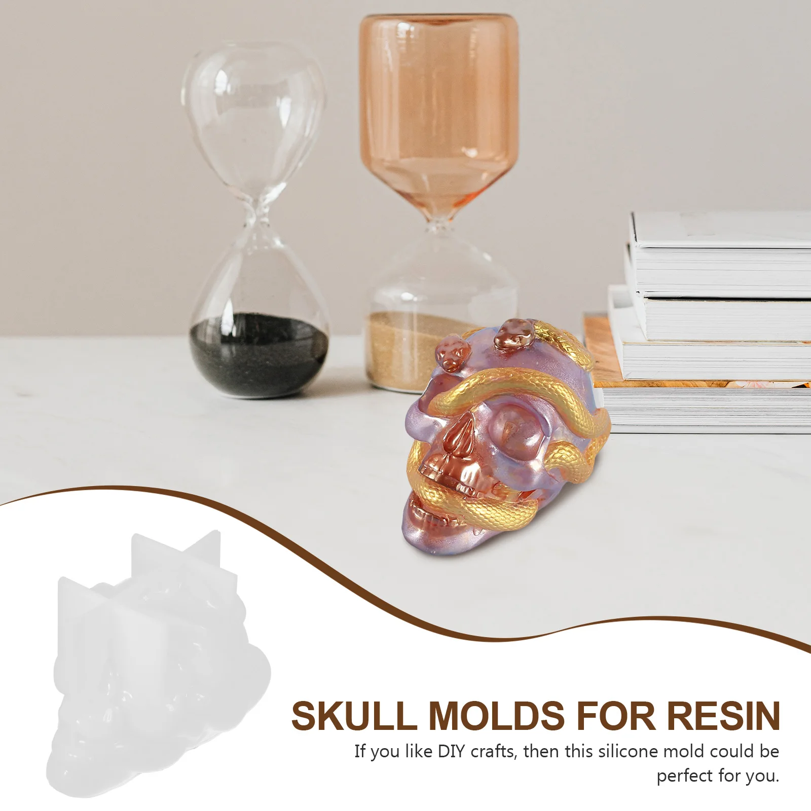 

1pc Silicone Skull Molds for Resin Crafts Flexible Safe Odorless Easy to Use and Clean