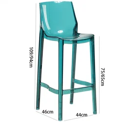 Nordic Bar Stool Transparent Backrest Fashionable Chair High Feet Stool Plastic Material Bar Hotel Colorful Bar Furniture