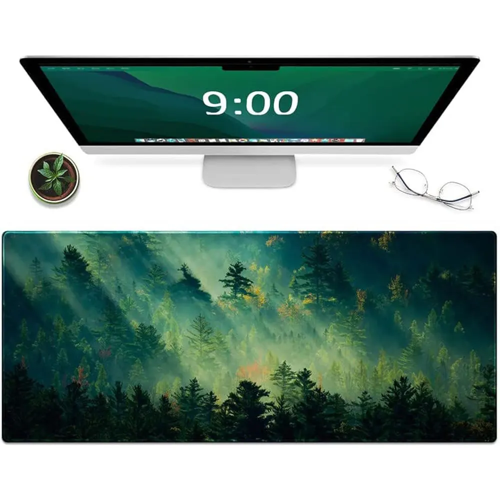 

Green Forest Mouse Pad Large Extended Mousepad Non-Slip Rubber Keyboard Mouse Pad with Stitched Edges for Laptop Home Office