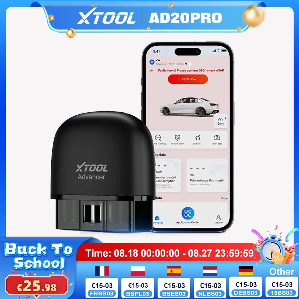 XTOOL AD20 AD20PRO Advancer OBD2 Scanner lettore di codici di ripristino dell'olio per auto sistema completo strumenti diagnostici Bluetooth per iPhone IOS Android