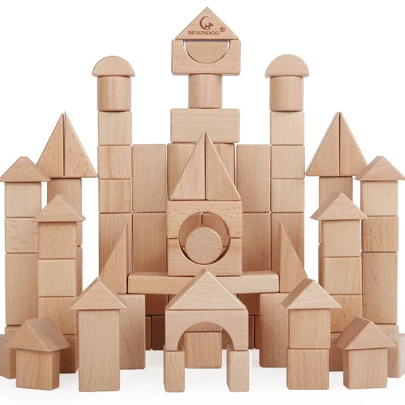 30/60PCS Wooden Toy Beech Wood Logs Shape Cognitive Early Teaching Toys for Children building blocks