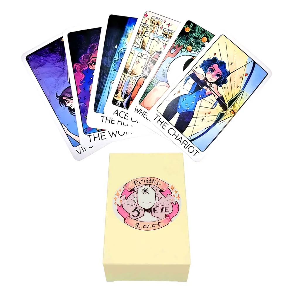 The Paritt's 3rd Eye Tarot, 78Pcs Art Tarot Deck, Divination Tools for Beginners, Suitable for Divination Parties, Board Games