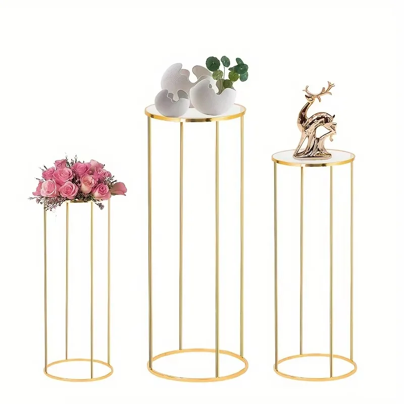 

【2026】 Cylindrical Base Flower Stand, Metal Plant Round Stand for Party Flowers, Vase Birthday Party Background Decoration