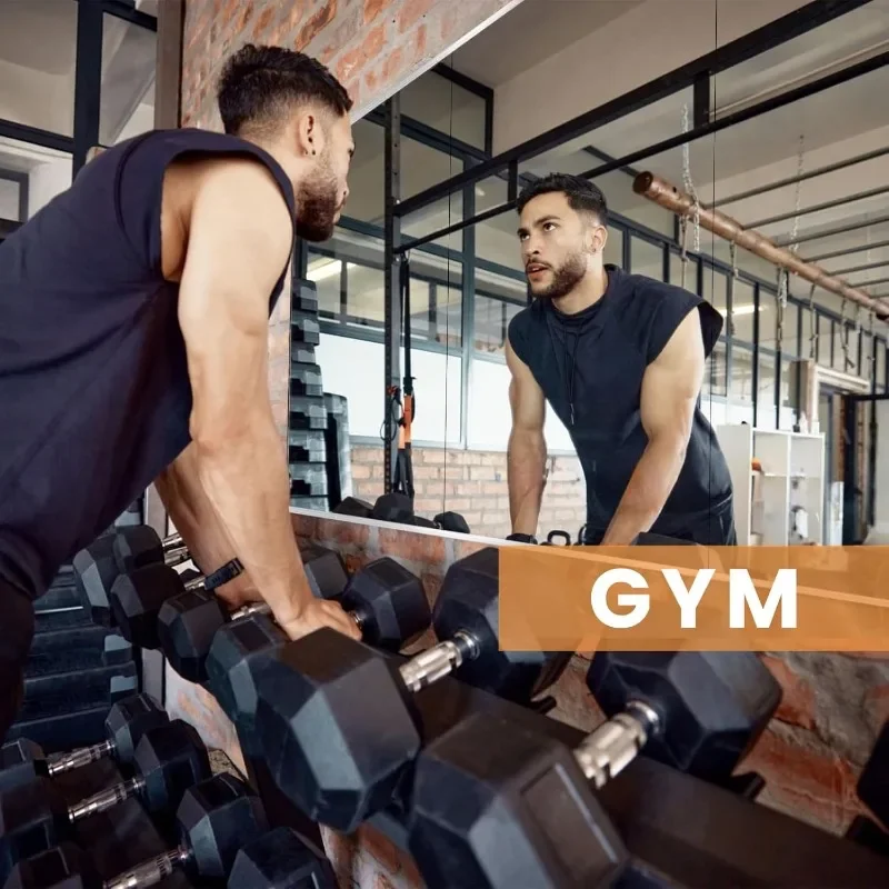 مرآة رياضية منزلية، 48 × 24 بوصة (عبوة من قطعتين) مرآة زجاجية كبيرة بدون إطار مثبتة على الحائط، فكرة لصالة الألعاب الرياضية واليوجا