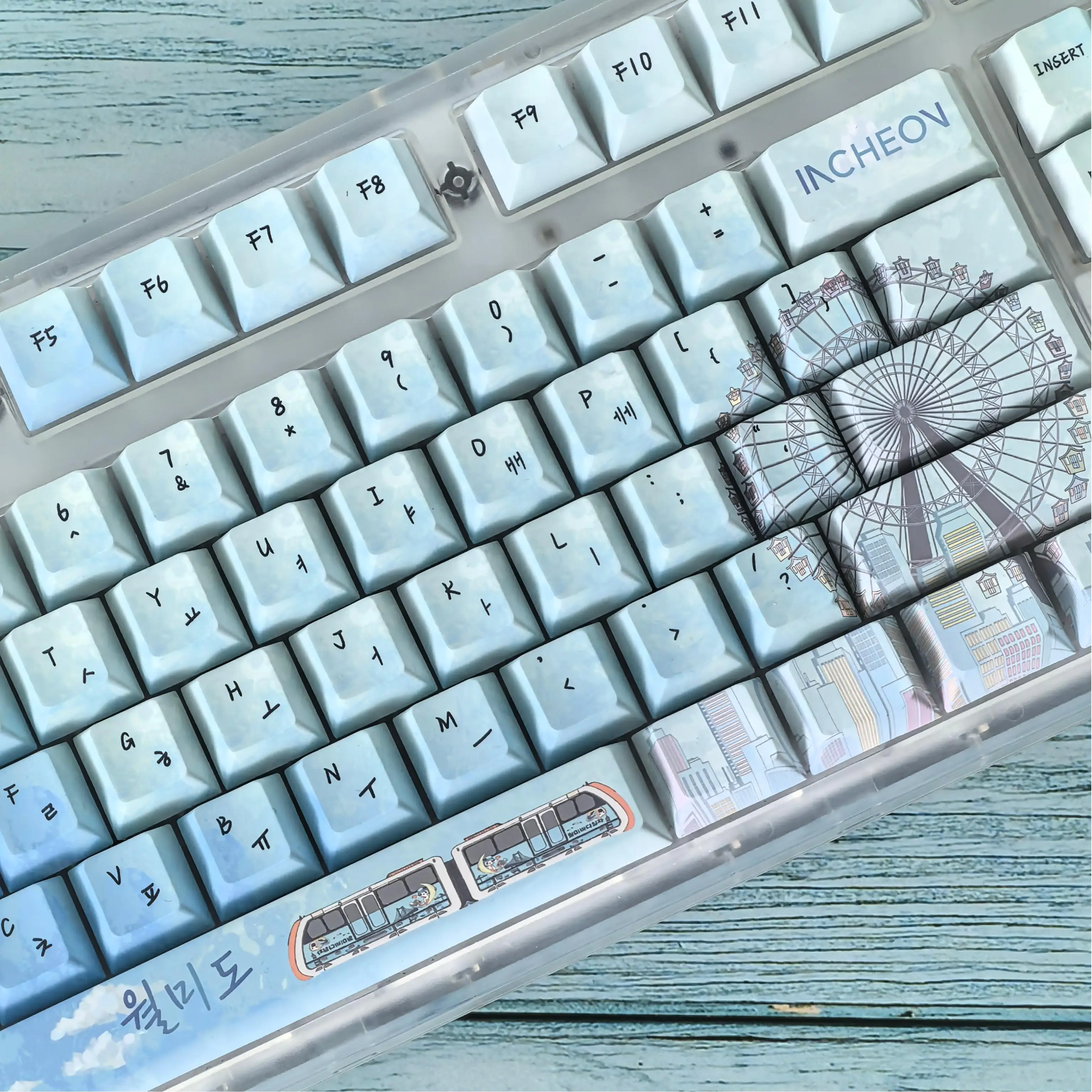 Keycap Korea Profil Ceri Incheon Wolmido Keycap Keyboard Mekanis Mercusuar Kereta Laut Ferris Wheel Seagull PBT