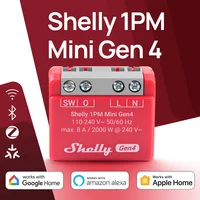 Shelly 1PM Mini Gen4 Zigbee interruptor inteligente medición de potencia materia para luces inteligentes pequeños electrodomésticos Control 8A a través de bombilla
