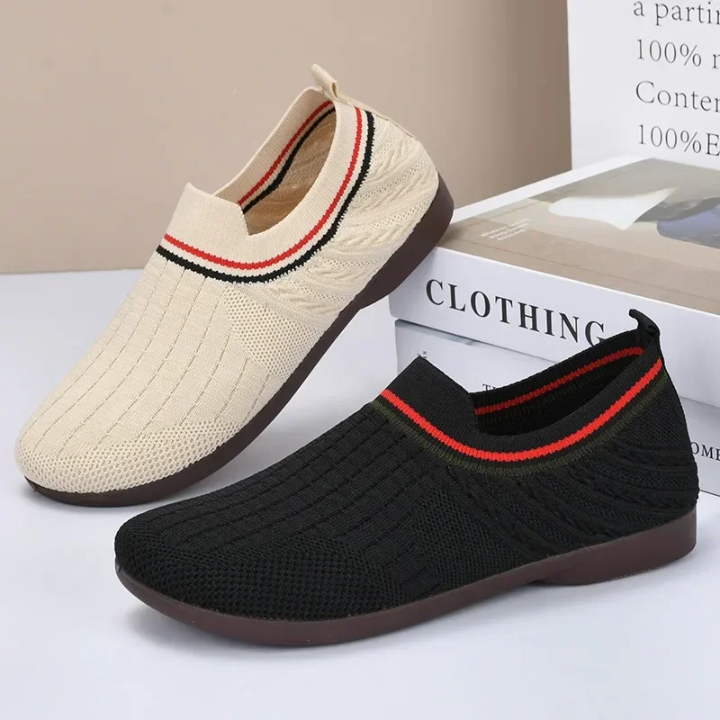 2024 Summer New Bean Shoes Women's Soft Bottom Comfortable Flat Bottom Lazy One Step Fashion Breathable Women's Single Shoes