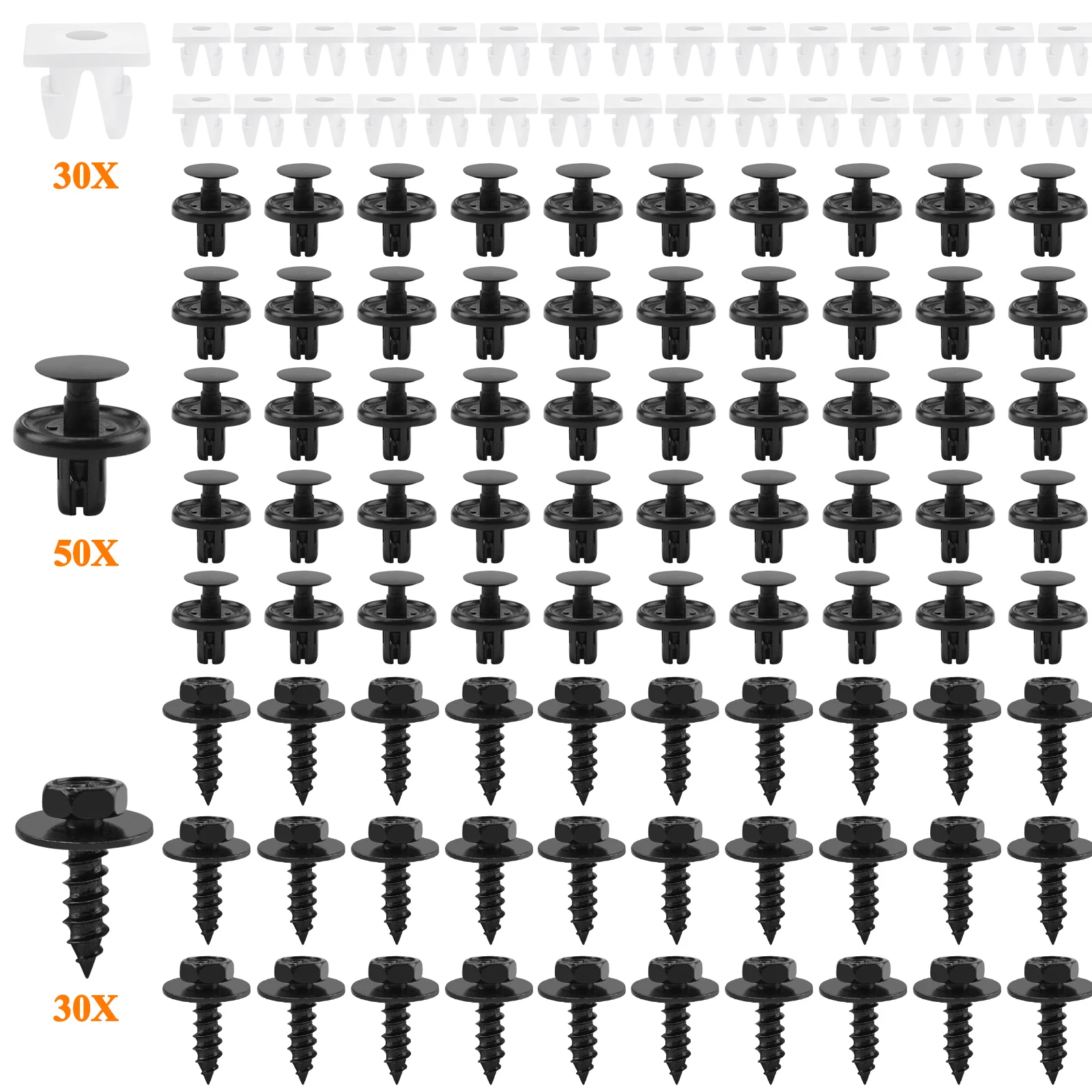 100Pcs Engine Under Cover Retainer Clips for Lexus&Toyota 90467-07201 90189-06193 90159-60477 Push-Type Fastener Nut Screw Bolt