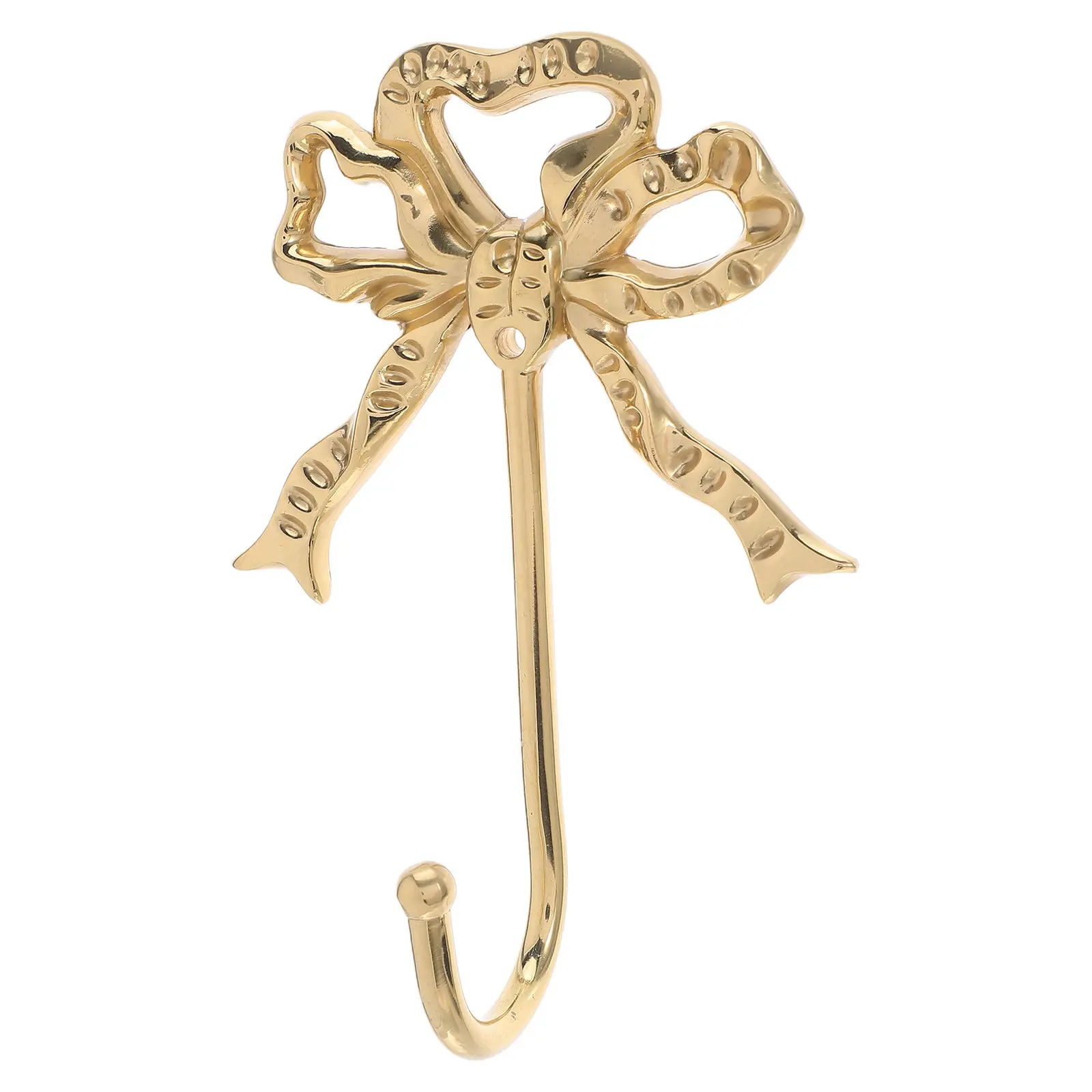 Brass Bow Wall Hanging Hook Ornamental Bowknot Design Heavy Duty Wall Mount Hook for Coats Towels Robes Bags Living Room Bedroom
