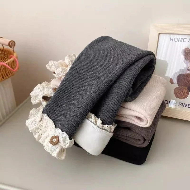 

Girls Leggings Foreign Lace Slim Fit Autumn and Winter Children's Baby Versatile Warm Pants