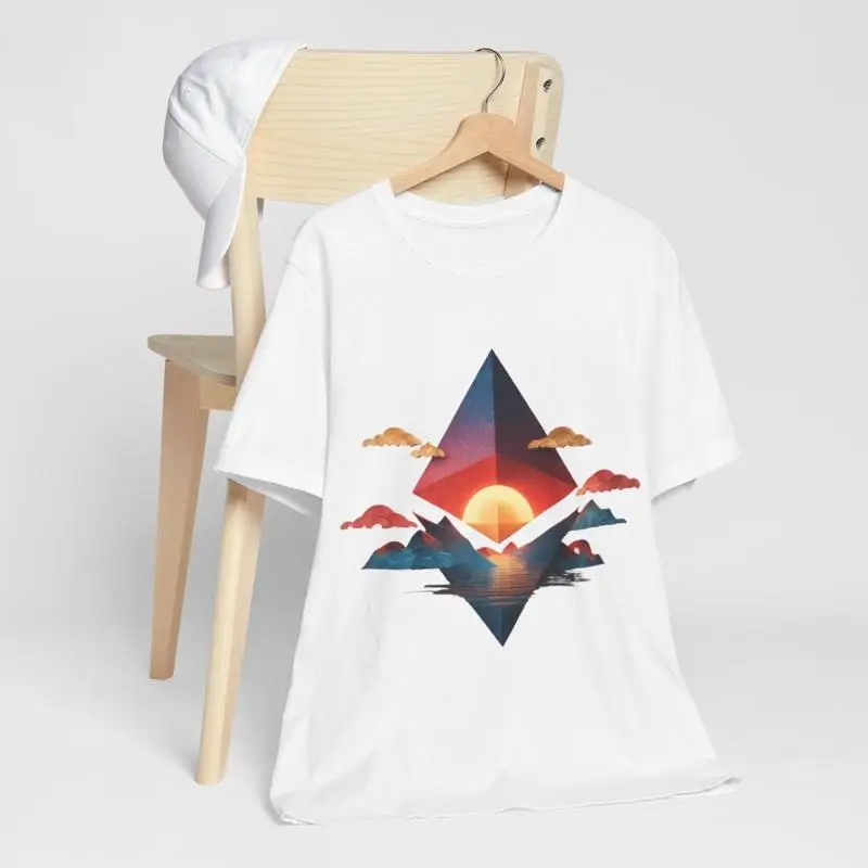 T-shirt unisexe Ethereum Premium Dreamcore Sunset Crypto Wave Art Tee
